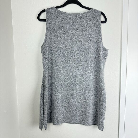 WHBM White House Black Market Grey V-Neck Tunic Sweater Tank Top Size Large - Picture 2 of 5